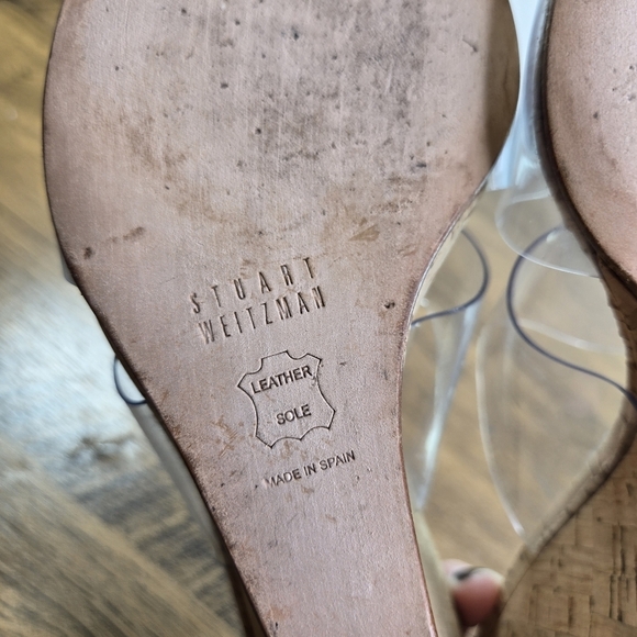 Stuart Weitzman Clear Vinyl Cork Wedge Heels Sandals - Picture 4 of 12